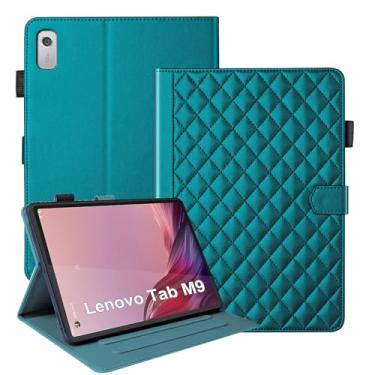 Imagem de Capa para Lenovo Tab M9 22.9 cm 2023 / Nook 22.9 cm Lenovo Tablet 2024 Multi-Angle Viewing Smart Cover Business PU Leather Flip Stand Magnectic Cover com porta-caneta slot para cartão - Verde