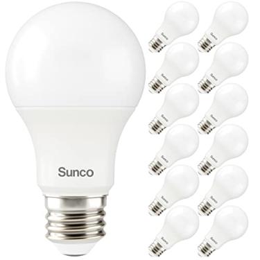 Imagem de Sunco Lighting Pacote com 12 lâmpadas LED 9W Equivalente 60W, Base E26, 3000K Branco quente, Lâmpada A19 LED para quarto, geladeira, 850 LM, fosca, super brilhante, interno, não regulável – UL