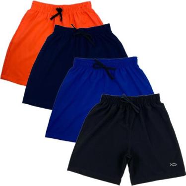 Imagem de kit 3 bermuda infantil tactel com elastano premium masculino 4 a 16 an