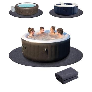 Imagem de Tapete inflável redondo para banheira de hidromassagem de 2,98 cm de diâmetro, tapete protetor de piso de base de spa absorvente - suporte à prova d'água e antiderrapante para proteger a piscina de