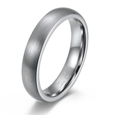 Imagem de VQYSKO Aliança de casamento de tungstênio preto para homens | Aliança de casamento de tungstênio escovado abobadada preta de 4 mm e 6 mm para homens, ajuste confortável de alto polimento | Tamanho