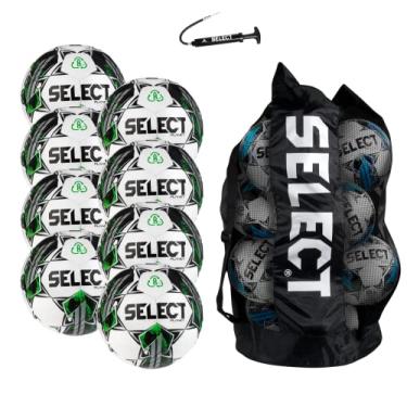 Imagem de Select Planet Bola de futebol, pacote com 8 bolas com bolsa de bola e bomba de mão, branco/verde V23