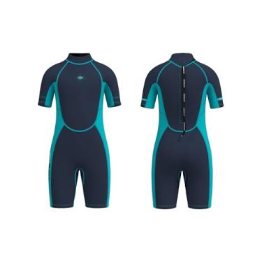 Imagem de Jsnorklet Roupa de mergulho infantil para meninos e meninas, neoprene com zíper traseiro de 3 mm, mantém aquecido em água fria para natação, snorkeling, surfe, mergulho