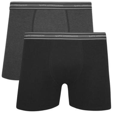 Imagem de Kit Com 2 Cuecas Boxer Adulto Algodão Lupo, Preto, Preto mescla, M (42