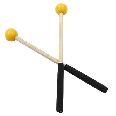 Imagem de Bonsicoky Marretas de percussão de 20 cm com cabeça e alça de borracha, marretas de tambor de madeira para xilofone, glockenspiel, amarelo