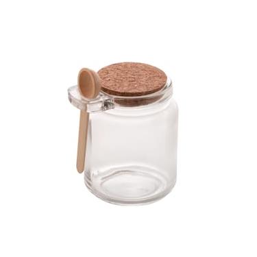 Imagem de Porta Tempero de Vidro Lyor com Colher de Bambu e Tampa de Rolha – 310ml