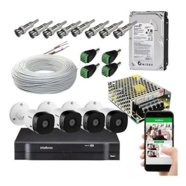 Imagem de Kit 4 Câmeras Intelbras 1120 B HD Dvr 4 Canais completo