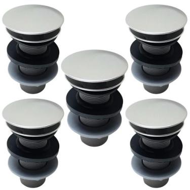 Imagem de Kit C/ 05 Válvula Ralo Click 7/8 ABS P/ Pia e Cuba Cromado - Montelar 