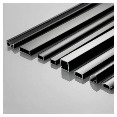 Imagem de LED Aluminum Profile, 2/3/5/10pcs 0.5m/pcs Black V/U/YW Style LED Aluminum Profile for 5050 5630 Channel Holder Milky Cover Cabinet Closet Linear Bar Strip Lights(16x12mm Milky,3pcs)