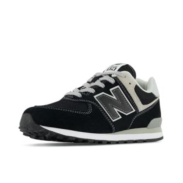 Imagem de New Balance Boy's 574 V1 Lifestyle Lace-Up Sneaker, Black/White, 4 Big Kid