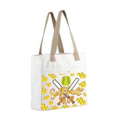 Imagem de MBMSO Sacola de softball, para mães, presentes de equipe de softball, para amantes de softball, mãe, praia, presentes, esportes, mamãe, Bolsa Softball Mom - 2, 11.8 x 12.99 x 5.11 inches, Sacola