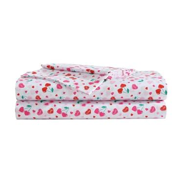 Imagem de Betsey Johnson - Jogo de lençol Queen, roupa de cama super macia com cama(s) combinando, essencial para cama resistente a desbotamento e rugas (Sweet Tart Cherries Pink, Queen)