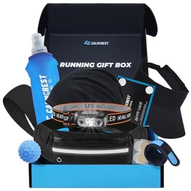 Imagem de Caixa de presente de corrida para homens e mulheres – 10 equipamentos essenciais de corrida premium, inclui cinto de corrida, lanterna de cabeça impermeável, garrafa de água dobrável, gorro de corrida