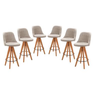 Imagem de Kit 6 Banquetas Altas Giratórias Júlia Bege