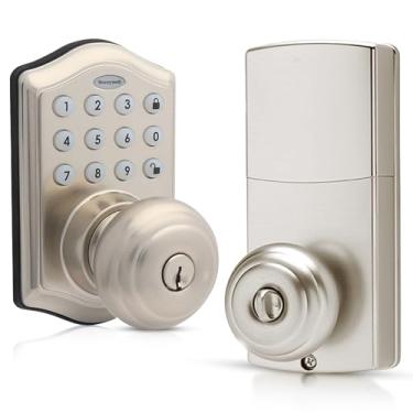 Imagem de Honeywell Cofres e fechaduras de porta - fechadura eletrônica inteligente de entrada sem chave com teclado digital - Bloqueio automático - 50 códigos PIN de usuário diferentes - 1 bloqueio de toque -