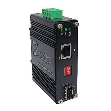 Imagem de Hereta Conversor de mídia Ethernet industrial 10G, conversor óptico de fibra óptica com porta 100/1G/2,5G/5G/10GBASE-T RJ45 para porta SFP+ 10GBASE-X, conversor SFP+ de 10 Gigabit, entrada 12~48VDC