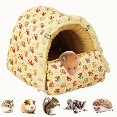 Imagem de Cama para hamster para animais de estimação fofos, rede de brinquedo, porquinho-da-índia, destacável para cama de animais de estimação pequenos (amarelo, grande)