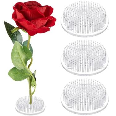 Imagem de 4 peças de alfinetes de flores de plástico sapo floral para arranjos vaso arranjo floral japonês para planta flores redondas sapos flores sapos arranjador ferramentas (cor: transparente)