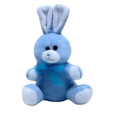 Imagem de Mini Coelho De Pelúcia 21cm Antialérgico, Coelhinho Da Páscoa Decoração De Cesta (Azul)