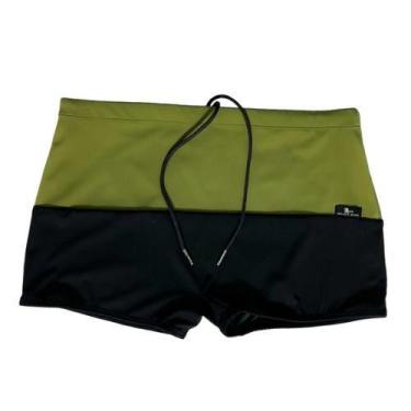 Imagem de Sunga adulto boxer  verde militar e preto - Bim Beachwear, XG