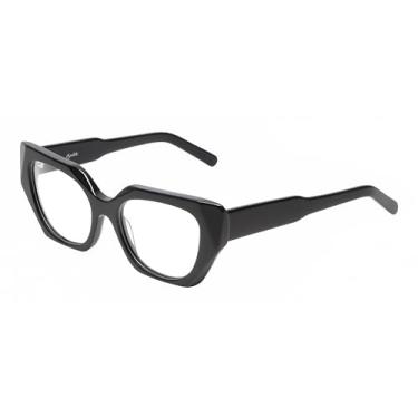 Imagem de Reptile Cryptodira Demo Lens Eyeglasses feminino, moderno, elegante, durável, leve, armação de óculos de grau, Preto brilhante, M