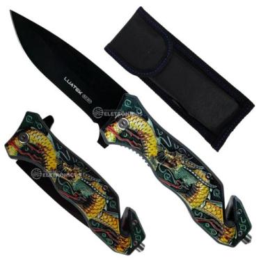 Imagem de Canivete Semiautomático com Quebra-Vidro e Cortador Ferramenta Profiss