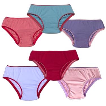 Imagem de Calcinha Infantil Lisa Kit 6 Peças 100% Algodão Flexfio (BR, Alfa, PP, Colorida)