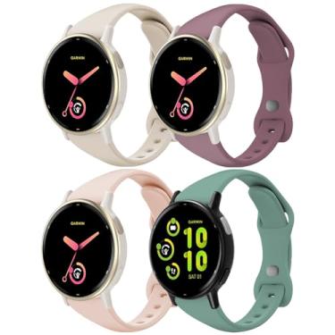 Imagem de EverAct Pulseiras de relógio finas de silicone compatíveis com Garmin Vivoactive 6/5/3/3 Music, pulseira esportiva fina e estreita de 20 mm para Venu Sq 2/Forerunner 55/165/645/245 feminino e