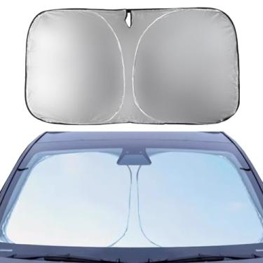 Imagem de Protetor solar universal para para-brisa de carro refletor de calor com isolamento de camada dupla, protetor solar dobrável para raios UV e resfriamento interno
