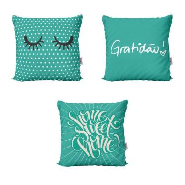 Imagem de Almofadas Azul Turquesa Gratidão Para Sofá 40X40