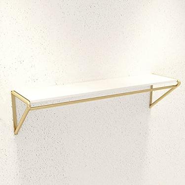 Imagem de CUTPOIY Trilhos montados na parede, expositores de tubo de metal pesado para lojas de roupas, prateleiras de armazenamento para roupas, sapatos e bolsas, toalheiros montados na parede (ouro 120 cm)