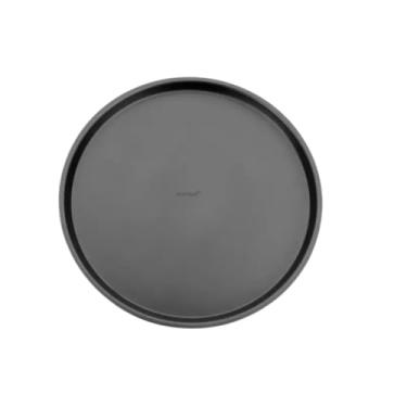 Imagem de Bandeja Redonda de Serviço em Plástico Preto, 35 cm, Antiderrapante, Resistente