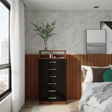 Imagem de Cômoda Urano 6 GV Imbuia e Preta - Mobly