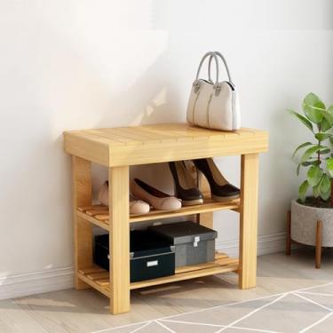 Imagem de Sapateira de bambu, banco de troca de sapatos de 3 camadas para corredor de entrada, organizador de sapatos, prateleira de armazenamento para banheiro, sala de estar, banco de armário de sapatos (50