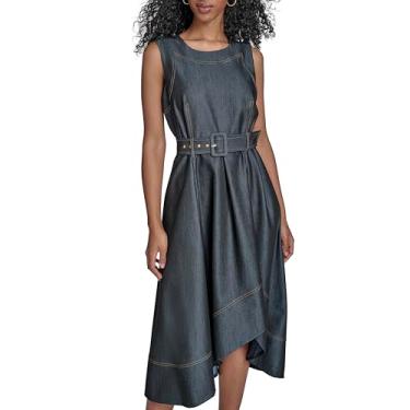 Imagem de Calvin Klein Vestido feminino de festa jeans sem mangas, Azul, 42