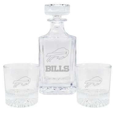 Imagem de The Memory Company | Conjunto de decantador licenciado com logotipo do time gravado NFL 765 g e 340 g, Buffalo Bills