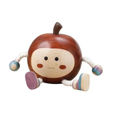 Imagem de Bothyi Estatueta de maçã em madeira esculpida à mão, gabinete decorativo de escritório, escultura colecionável de decoração de fazenda para casamento,