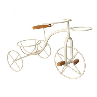 Imagem de Suporte Plantas Ferro 2 Vasos Bicicleta Branca 60 Cm Altura