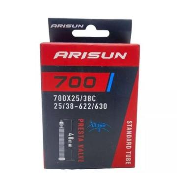 Imagem de Câmara de ar 700 x 25/38 bike Arisun bico fino presta 48 mm, Preto, Ún