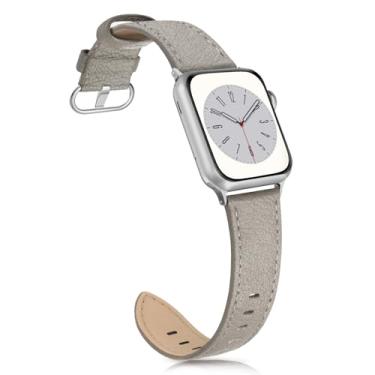Imagem de SWEES Pulseira de couro compatível com iWatch 38 mm 40 mm, pulseira de substituição em couro legítimo fivela ouro rosa compatível iWatch Series 6 5 4 3 2 1 esportes e edição feminina e masculina, cinza clássico