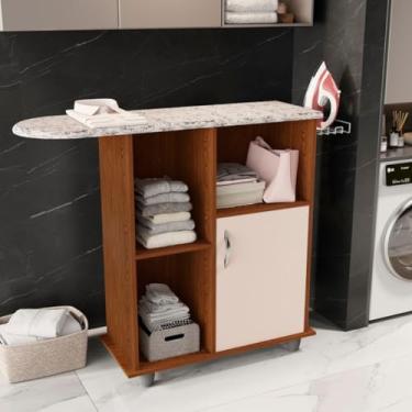 Imagem de Tábua de Passar Roupa com Armário Embutido 1 Porta Prateleira e Nicho Com Divisória Organizadora e Porta-Ferro Uso Doméstico