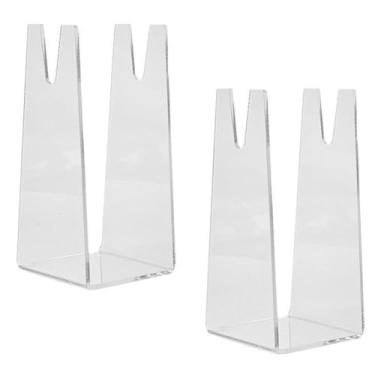 Imagem de luzen 2 peças de acrílico suporte de raquete de pingue-pongue para exibição de tênis de mesa, organizador de armazenamento para treinamento profissional e uso doméstico, transparente