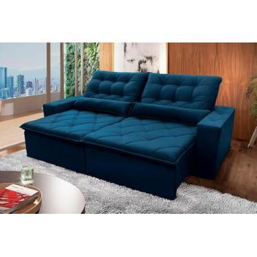 Imagem de Sofá Retrátil Reclinável Islândia 2,10m Suede Velut Preto Molas no Assento - King House