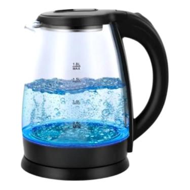 Imagem de Chaleira, Jarra Elétrica de Vidro Temperado 1,8 L 1100W – Jarra Elétrica Transparente com LED Azul, Base Rotativa 360°, Aquecimento Rápido, Desligamento Automático e Proteção contra Sobre­tensão