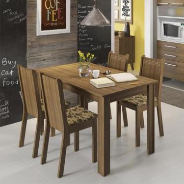 Imagem de Sala Jantar Rosie Rustic/Floral Bege Mesa 4 Cadeiras Madesa