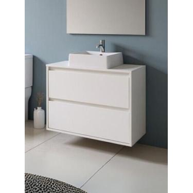 Imagem de Gabinete para Banheiro com Cuba 80cm Mdf Dubai - On Móveis, Branco