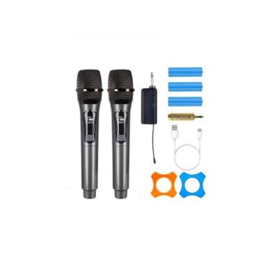 Imagem de Kit 2 Microfones sem Fio Profissional Recarregável Karaokê Eventos  Di