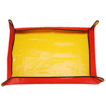 Imagem de HARFINGTON Tapete de repotting 80 cm x 100 cm de tecido PE à prova d'água tapete de replantio de plantas bandeja de jardinagem portátil dobrável com fivela de metal para mudança de plantas internas