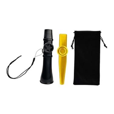 Imagem de YIJU 2 peças flautas kazoo instrumentos musicais leves presente prático boca flautas para teclado ukulele adultos iniciantes, Preto