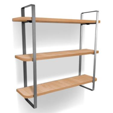 Imagem de Prateleira Tripla Nicho Hone Modelo Industrial Decoração Casa 60x15 Pr